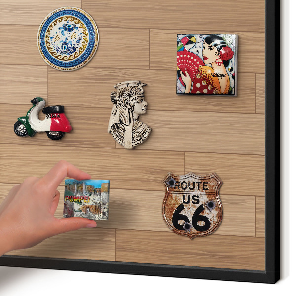 Magnettafel Metall mit Rahmen in Schwarz Holzmuster