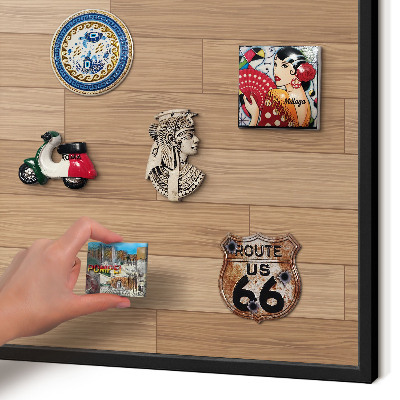 Magnettafel Metall mit Rahmen in Schwarz Holzmuster