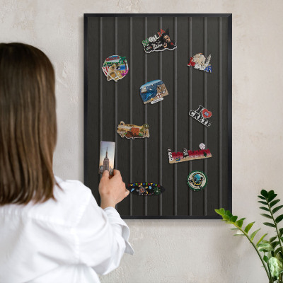 Magnettafel Metall mit Rahmen in Schwarz Paneeltextur