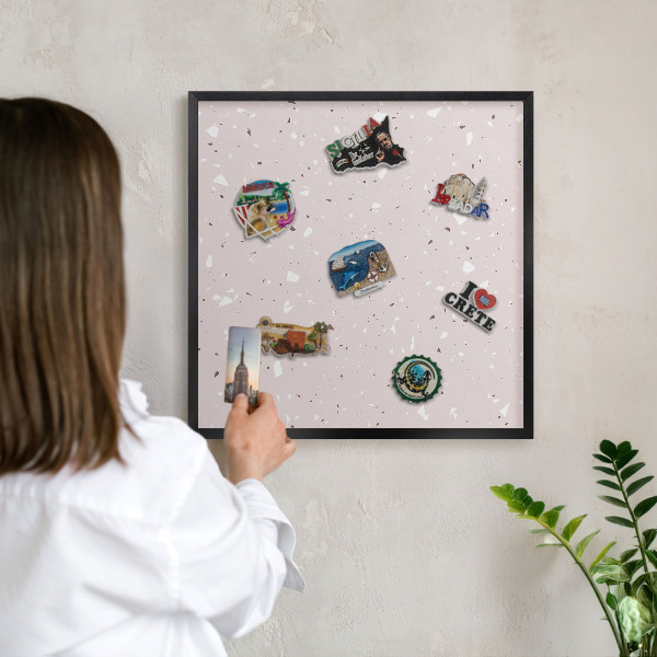 Magnettafel Metall mit Rahmen in Schwarz Moderner Terrazzo