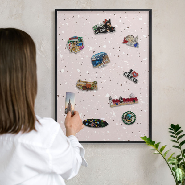 Magnettafel Metall mit Rahmen in Schwarz Moderner Terrazzo