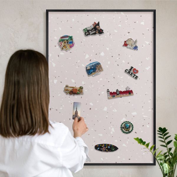 Magnettafel Metall mit Rahmen in Schwarz Moderner Terrazzo