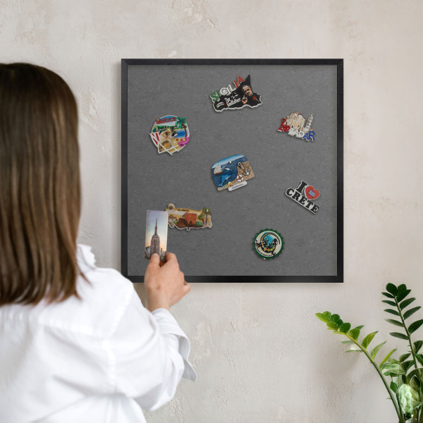 Magnettafel Metall mit Rahmen in Schwarz Graue Textur