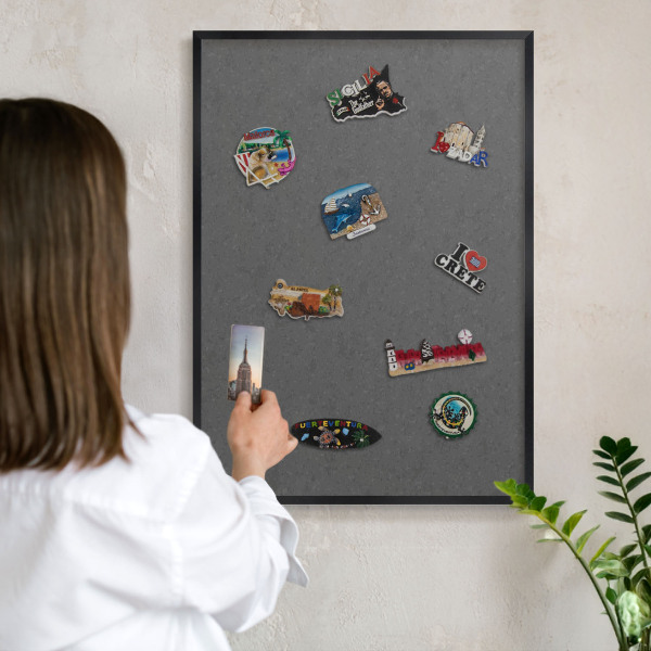 Magnettafel Metall mit Rahmen in Schwarz Graue Textur
