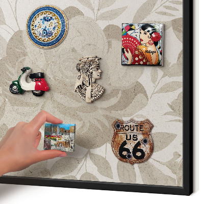 Magnettafel Metall mit Rahmen in Schwarz Vintage-Blumen