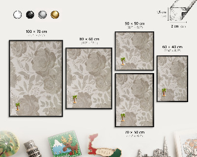 Magnettafel Metall mit Rahmen in Schwarz Vintage-Blumen