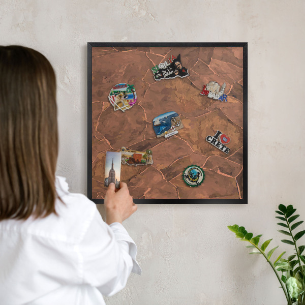 Magnettafel Metall mit Rahmen in Schwarz Steinstruktur