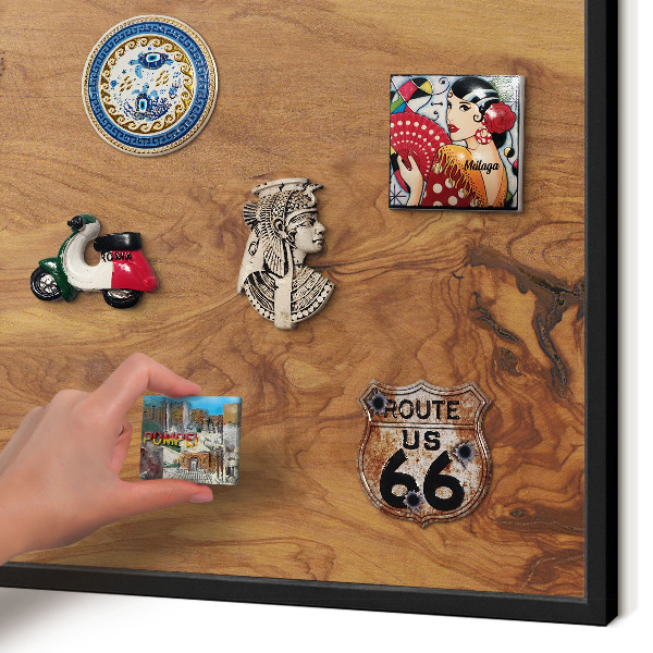 Magnettafel Metall mit Rahmen in Schwarz Naturholz