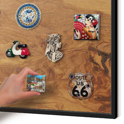 Magnettafel Metall mit Rahmen in Schwarz Naturholz