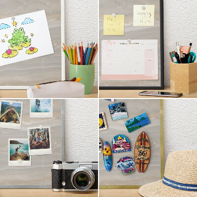 Magnetpinnwand Metall für Urlaubsmagnete mit schwarzem Rahmen Marmorstruktur