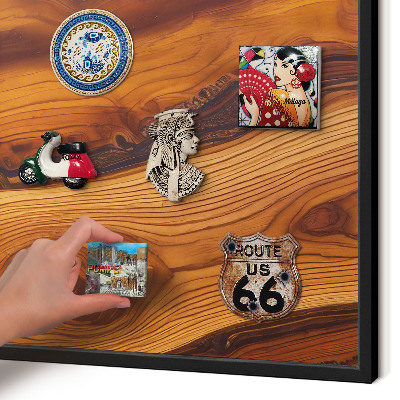 Magnettafel Metall mit Rahmen in Schwarz Holzringe