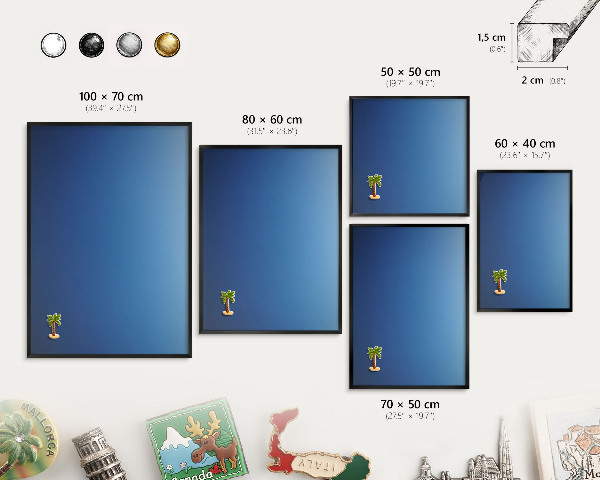 Magnettafel Metall mit Rahmen in Schwarz Blaue Farbverläufe