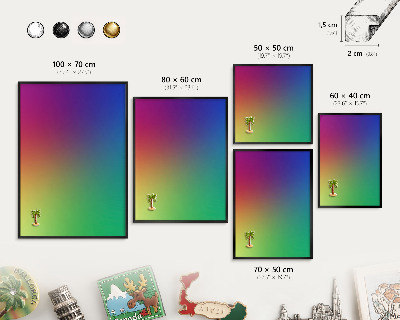 Magnetpinnwand Metall für Urlaubsmagnete mit schwarzem Rahmen Regenbogenfarben