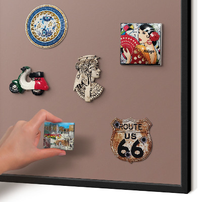 Magnettafel Metall mit Rahmen in Schwarz Pastellbraun