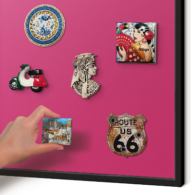 Magnettafel Metall mit Rahmen in Schwarz Intensives Rosa
