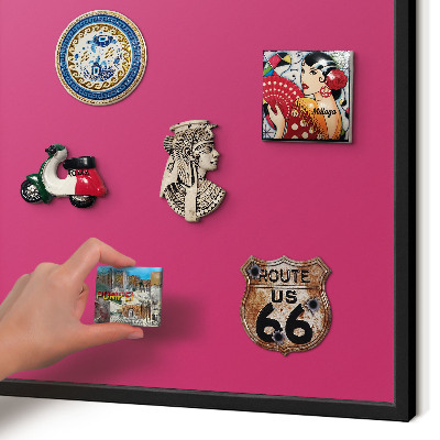 Magnettafel Metall mit Rahmen in Schwarz Intensives Rosa