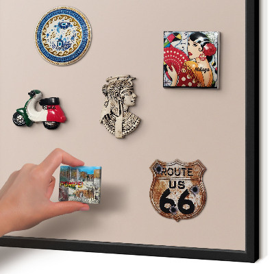 Magnetpinnwand Metall für Urlaubsmagnete mit schwarzem Rahmen Beige-Rosa