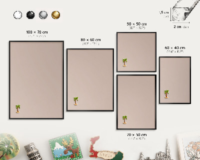 Magnetpinnwand Metall für Urlaubsmagnete mit schwarzem Rahmen Beige-Rosa