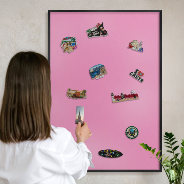 Magnettafel Metall mit Rahmen in Schwarz Kühles Rosa