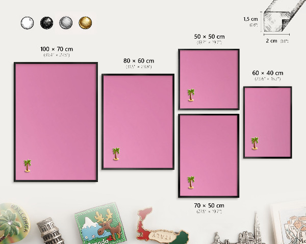 Magnettafel Metall mit Rahmen in Schwarz Kühles Rosa