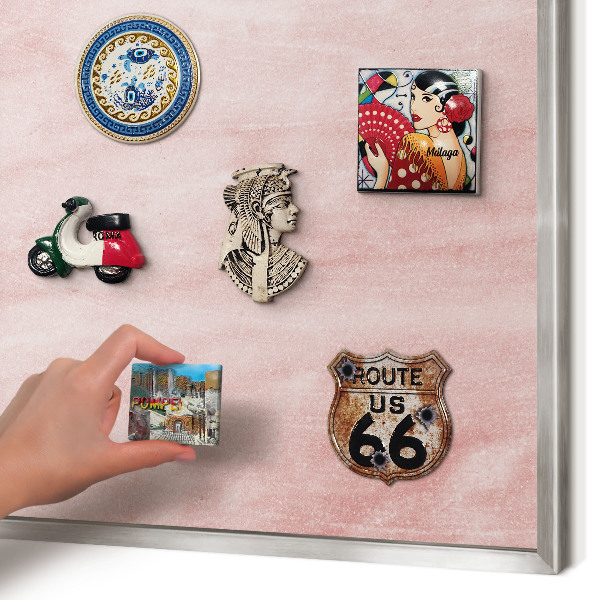 Metalltafel für Magnete mit silbernem Rahmen Rosa Textur