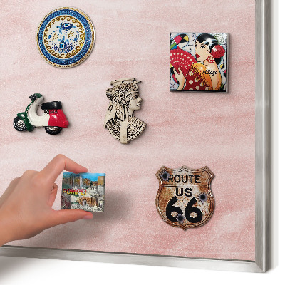 Metalltafel für Magnete mit silbernem Rahmen Rosa Textur