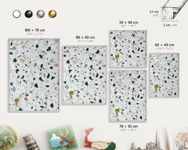 Dekoratives Magnetboard aus Metall in Silberrahmen Dynamische Muster