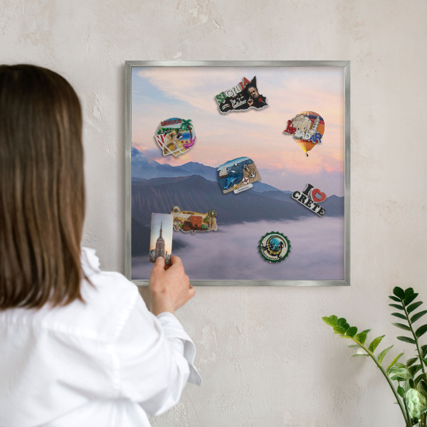 Dekoratives Magnetboard aus Metall in Silberrahmen Sky Journey