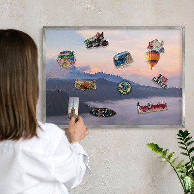 Dekoratives Magnetboard aus Metall in Silberrahmen Sky Journey