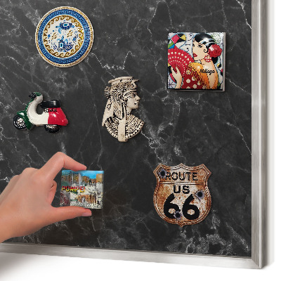 Metalltafel für Magnete mit silbernem Rahmen Marmor-Eleganz