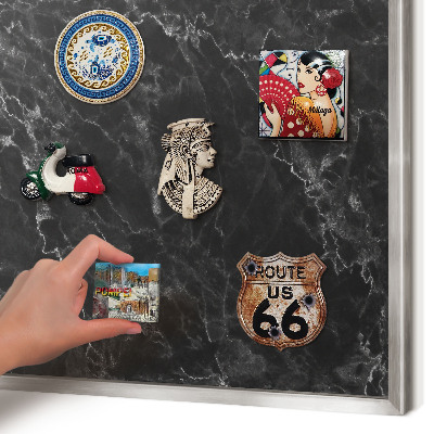 Metalltafel für Magnete mit silbernem Rahmen Marmor-Eleganz