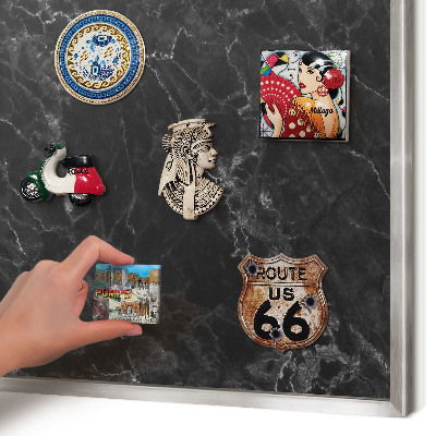 Metalltafel für Magnete mit silbernem Rahmen Marmor-Eleganz