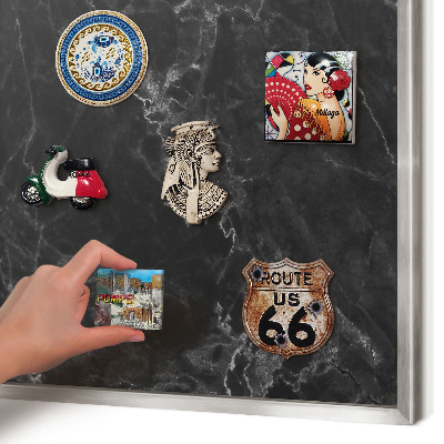 Metalltafel für Magnete mit silbernem Rahmen Marmor-Eleganz