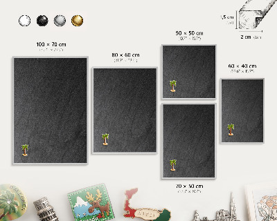 Metalltafel für Magnete mit silbernem Rahmen Schwarze Textur