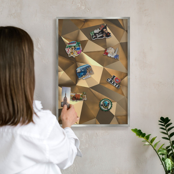 Metalltafel für Magnete mit silbernem Rahmen Warme Geometrie