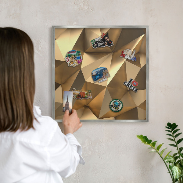 Metalltafel für Magnete mit silbernem Rahmen Warme Geometrie