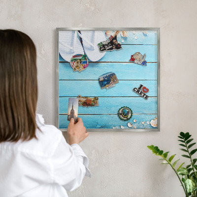 Metalltafel für Magnete mit silbernem Rahmen Urlaubsruhe