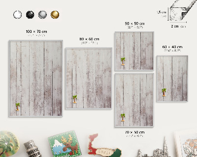 Metalltafel für Magnete mit silbernem Rahmen Helles Holz