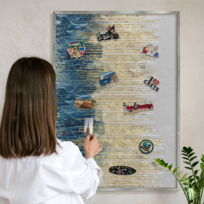 Metalltafel für Magnete mit silbernem Rahmen Abstrakter Wald