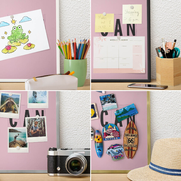 Dekoratives Magnetboard aus Metall in Silberrahmen Motivation jeden Tag