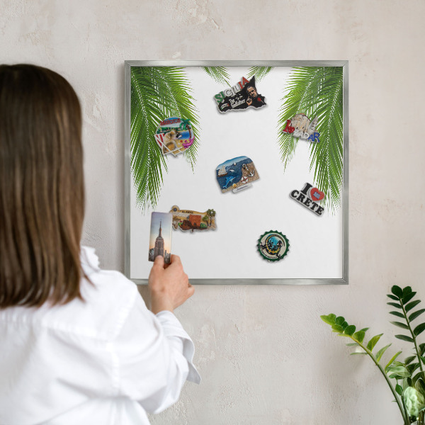 Dekoratives Magnetboard aus Metall in Silberrahmen Exotische Natur
