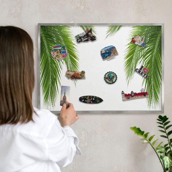 Dekoratives Magnetboard aus Metall in Silberrahmen Exotische Natur