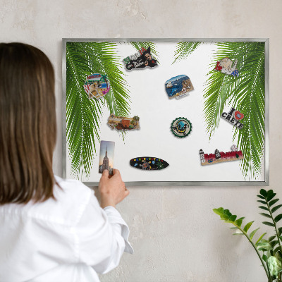 Dekoratives Magnetboard aus Metall in Silberrahmen Exotische Natur