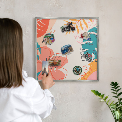 Dekoratives Magnetboard aus Metall in Silberrahmen Moderne Natur