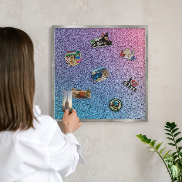 Metalltafel für Magnete mit silbernem Rahmen Farbverlauf