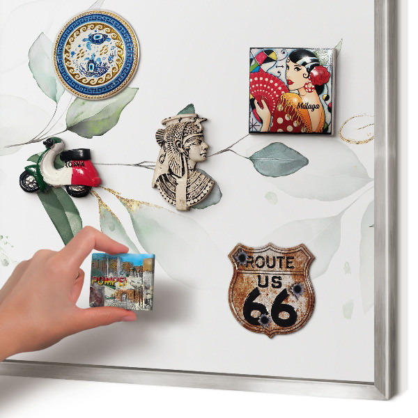 Metalltafel für Magnete mit silbernem Rahmen Botanische Eleganz