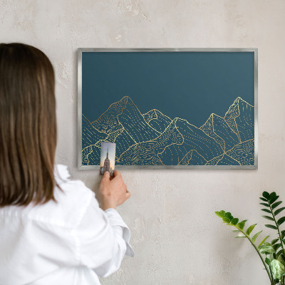 Metalltafel für Magnete mit silbernem Rahmen Minimalismus in den Bergen