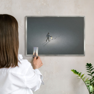 Metalltafel für Magnete mit silbernem Rahmen Nachtwanderung