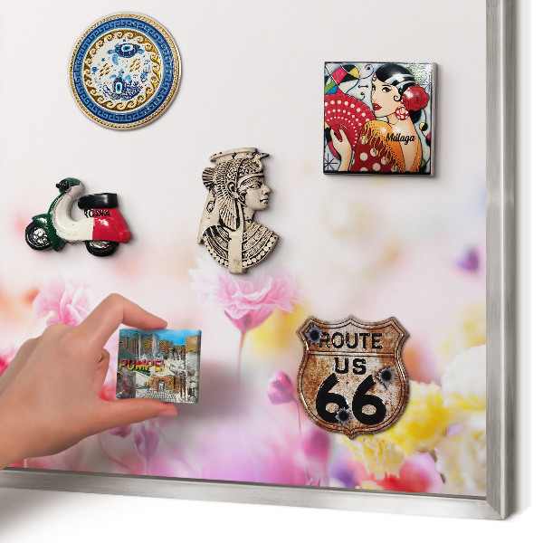 Metalltafel für Magnete mit silbernem Rahmen Pastellblumen