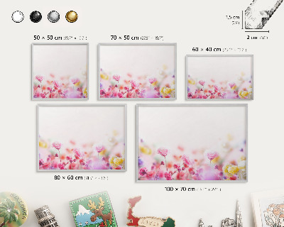 Metalltafel für Magnete mit silbernem Rahmen Pastellblumen